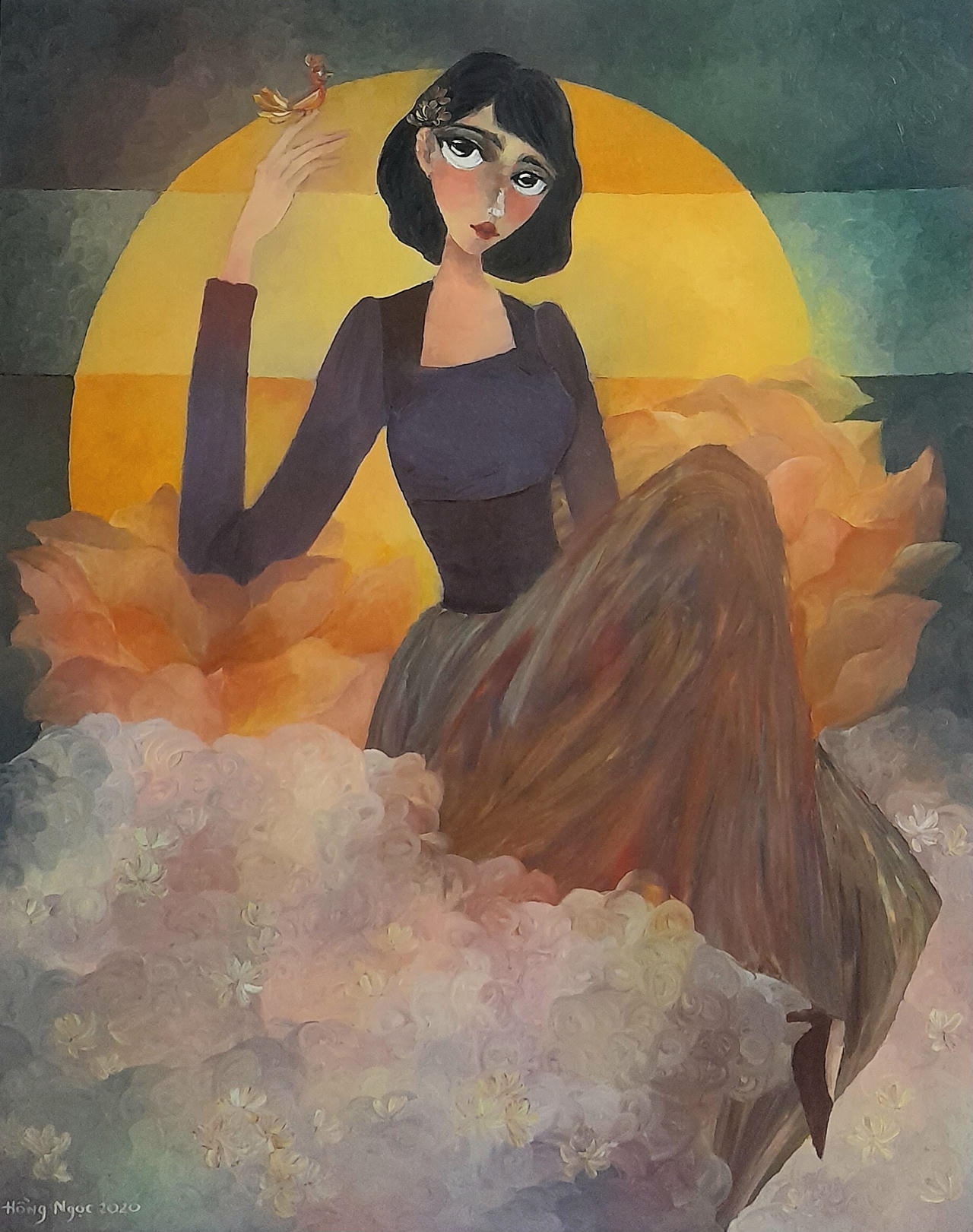 Nữ họa sĩ vẽ tranh bằng ngón tay 