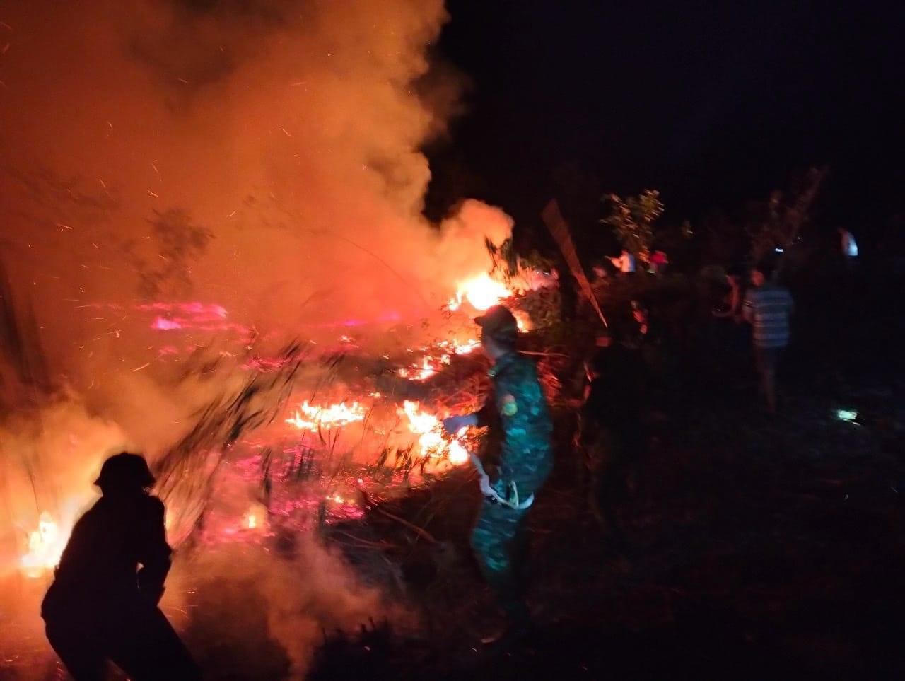 Huy động các lực lượng khẩn trương chữa cháy rừng trong đêm tại Lăng Cô