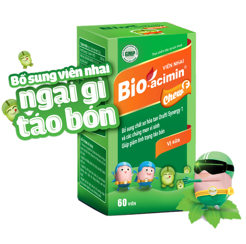 Xử lý táo bón cho trẻ lên 3 hiệu quả với viên nhai tăng chất xơ Chew F