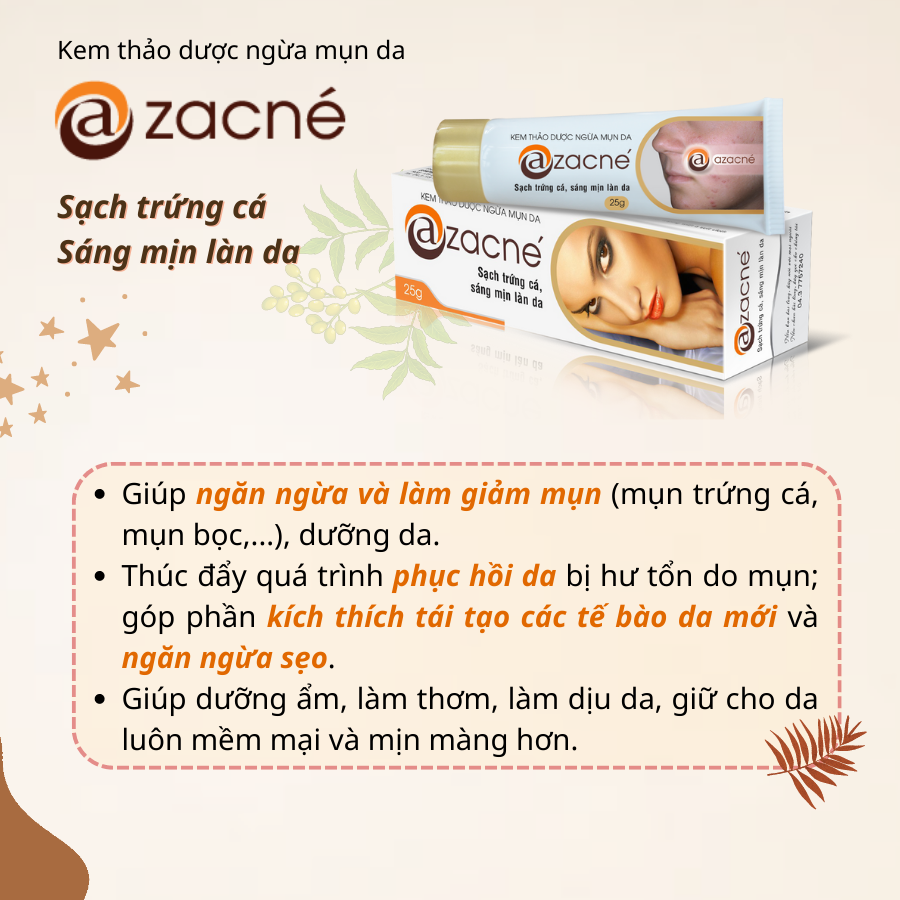 Cách giảm mụn trứng cá ở tuổi dậy thì đơn giản ngay tại nhà với kem thảo dược Azacné