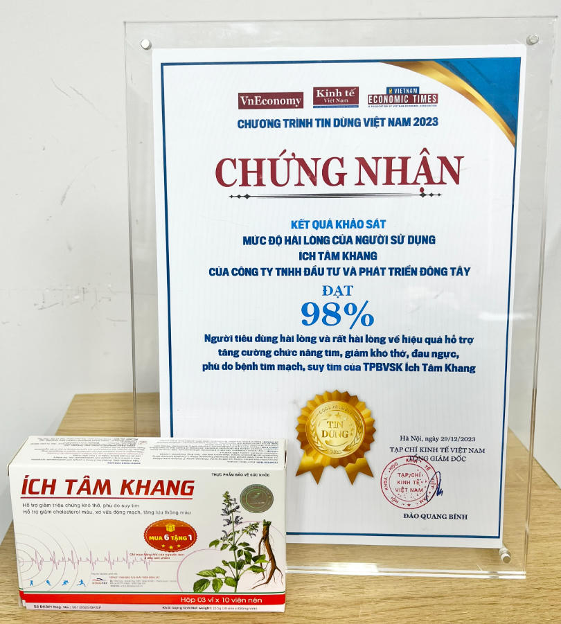 98% người dùng hài lòng về Ích Tâm Khang giúp hỗ trợ tăng cường chức năng tim