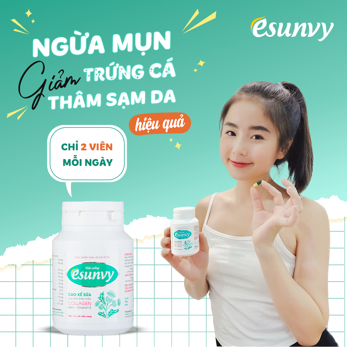 Giải mã vì sao viên uống Esunvy là cứu tinh cho tình trạng mụn dai dẳng cho các bạn trẻ