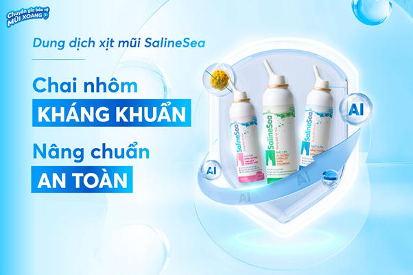 Bảo vệ hệ hô hấp với dung dịch xịt mũi SalineSea vỏ nhôm kháng khuẩn