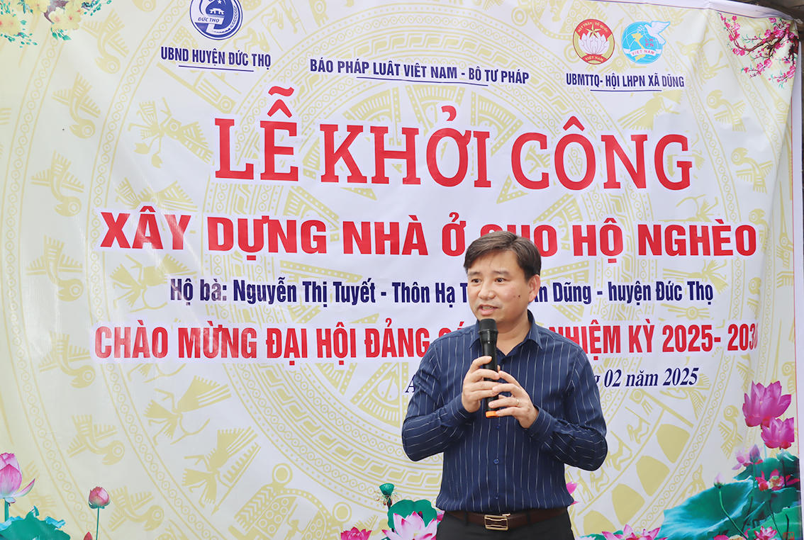 Báo Pháp luật Việt Nam hỗ trợ 100 triệu đồng xây dựng nhà ở cho một hộ dân ở Hà Tĩnh