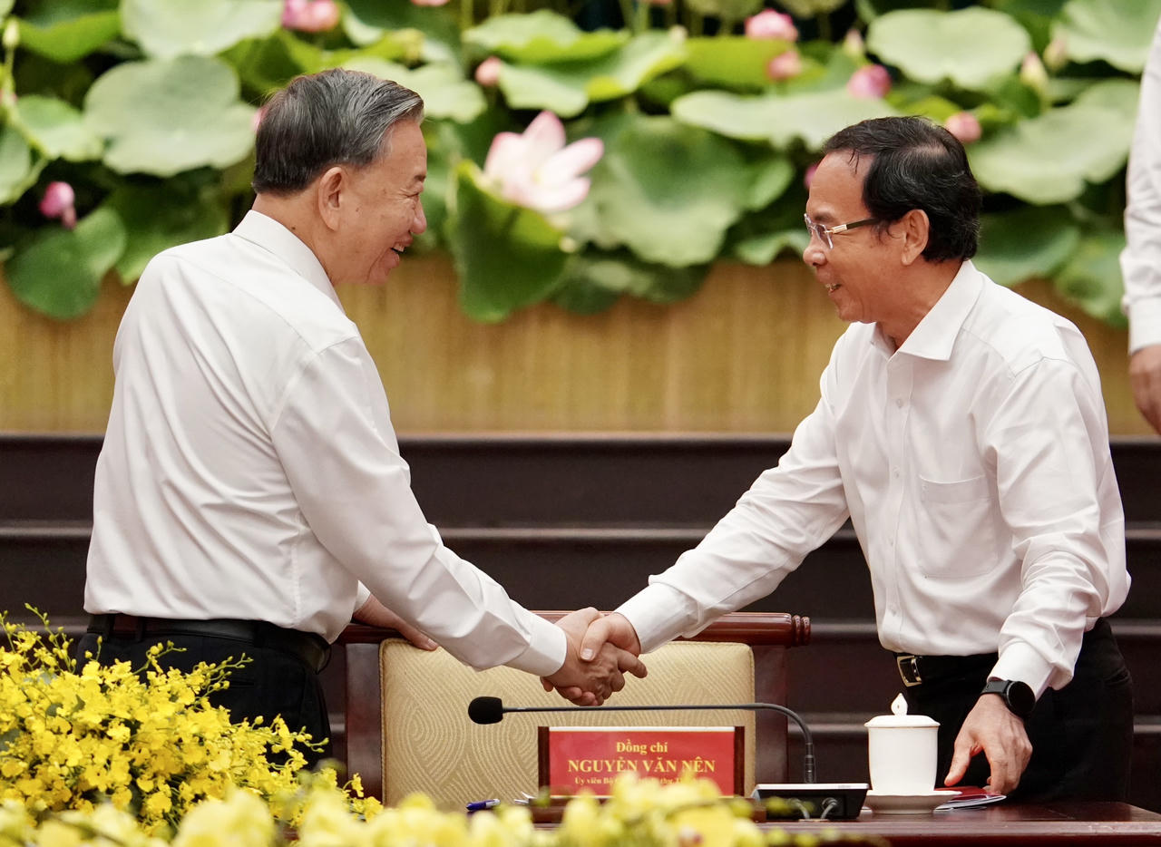 Hình ảnh Tổng Bí thư, Chủ tịch nước Tô Lâm làm việc với Thành ủy TP HCM