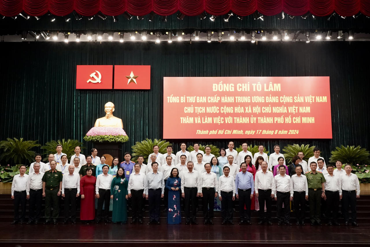 Hình ảnh Tổng Bí thư, Chủ tịch nước Tô Lâm làm việc với Thành ủy TP HCM