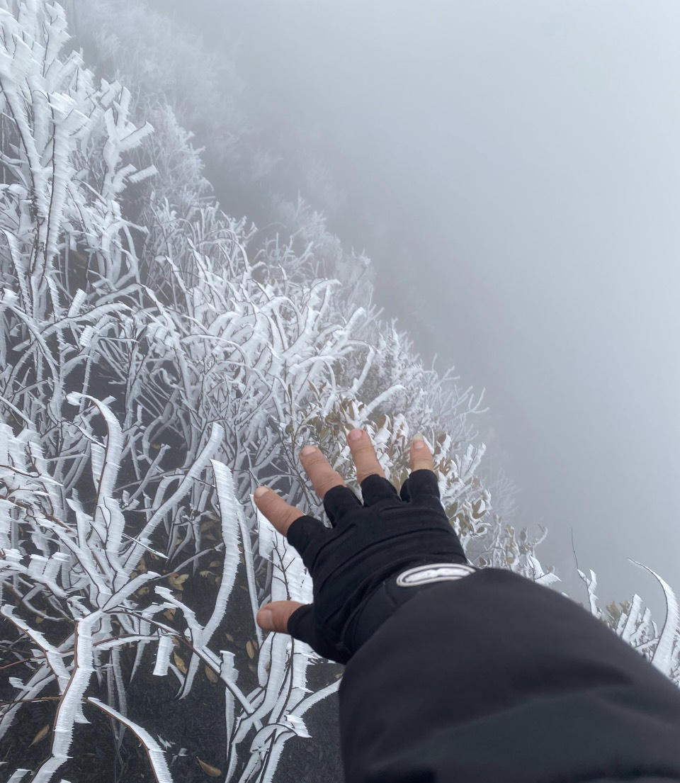 Cận cảnh băng tuyết trên núi Lảo Thẩn - Y Tý đầu năm