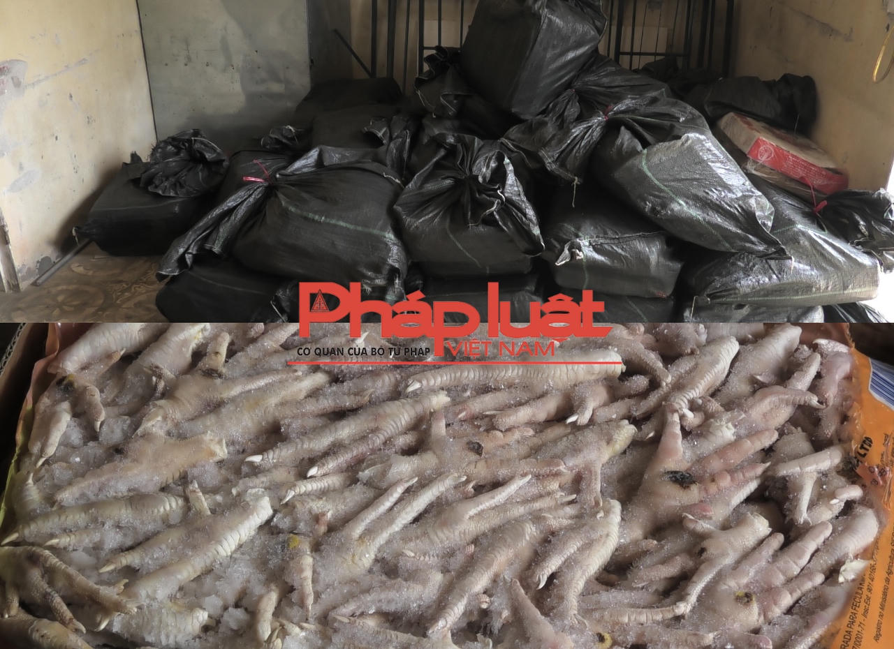 Đồn Biên phòng Pha Long bắt giữ khoảng 1 tấn chân gà đông lạnh trái phép
