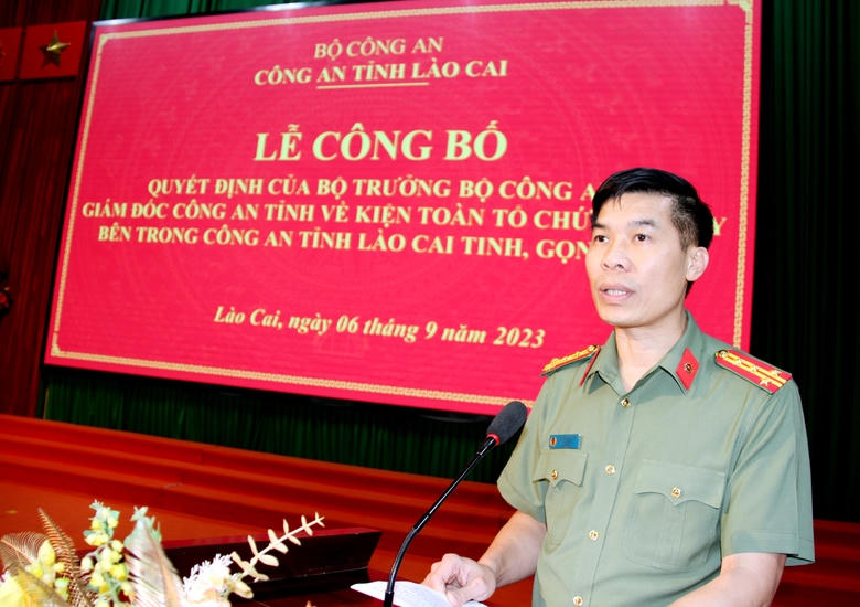 Công an tỉnh Lào Cai công bố quyết định kiện toàn tổ chức bộ máy