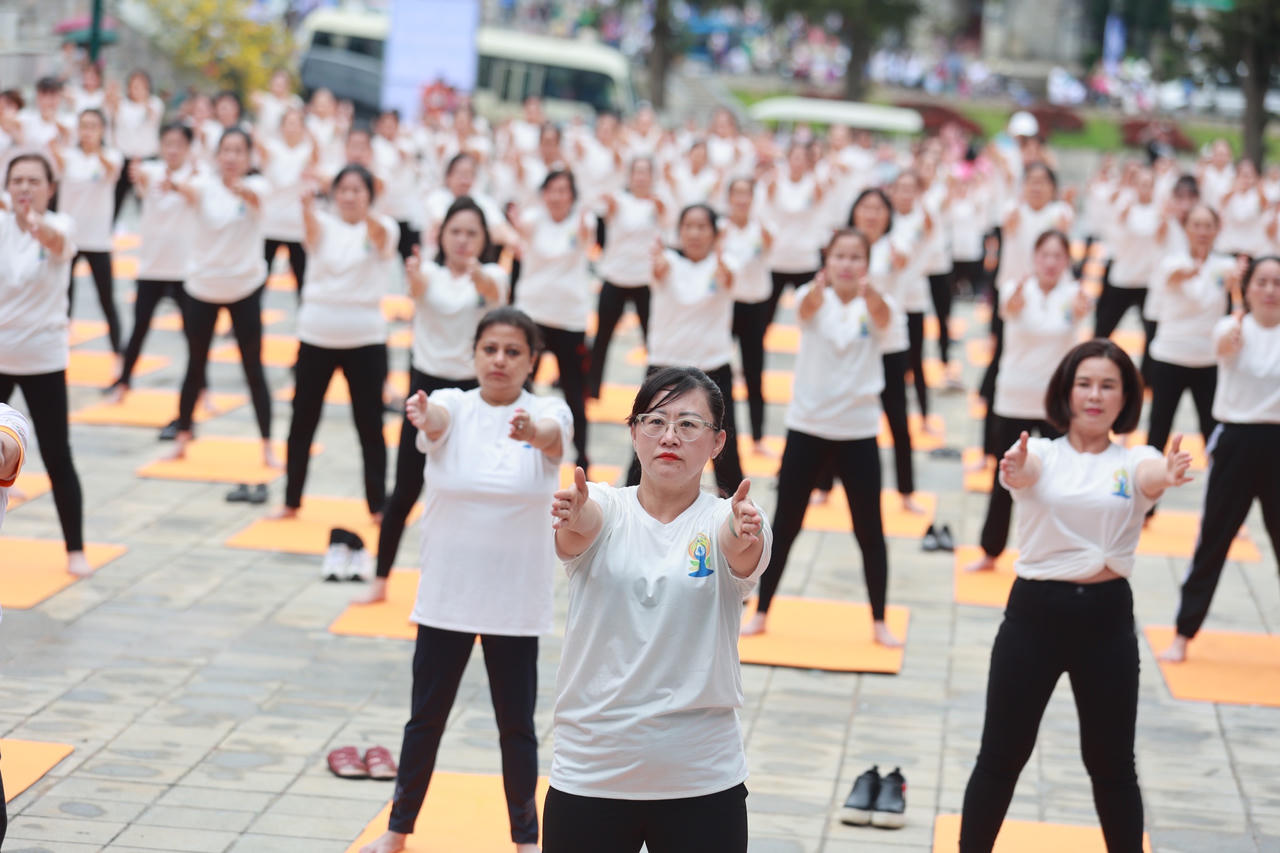 Gần 500 huấn luyện viên, học viên tham gia đồng diễn 'Yoga trong sương'