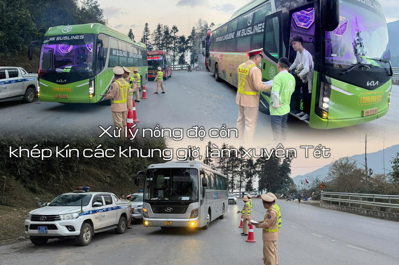 1299 lượt CBCS lực lượng Cảnh sát giao thông Lào Cai tham gia đảm bảo trật tự an toàn giao thông xuyên Tết