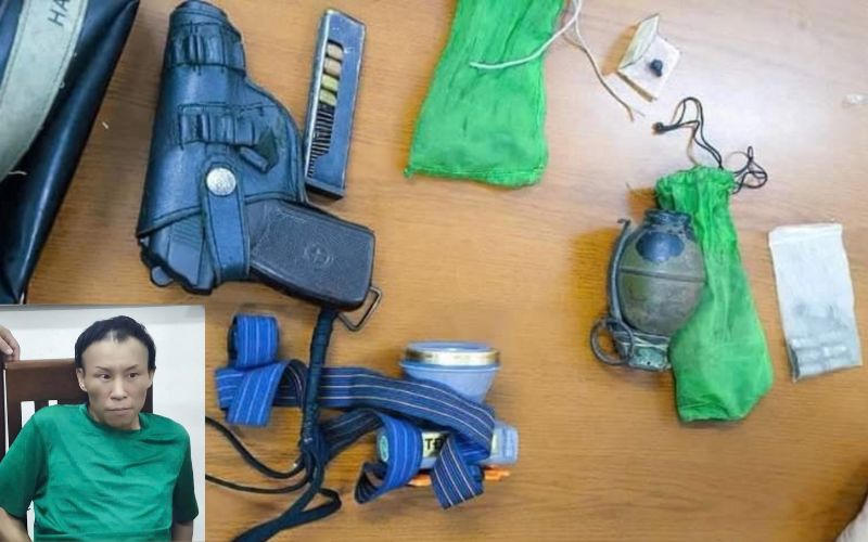 Bắt đối tượng truy nã luôn mang theo súng và lựu đạn 