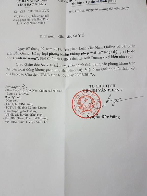 UBND tỉnh Bắc Giang yêu cầu chấn chỉnh tình trạng phòng khám 'né tránh và nể nang'