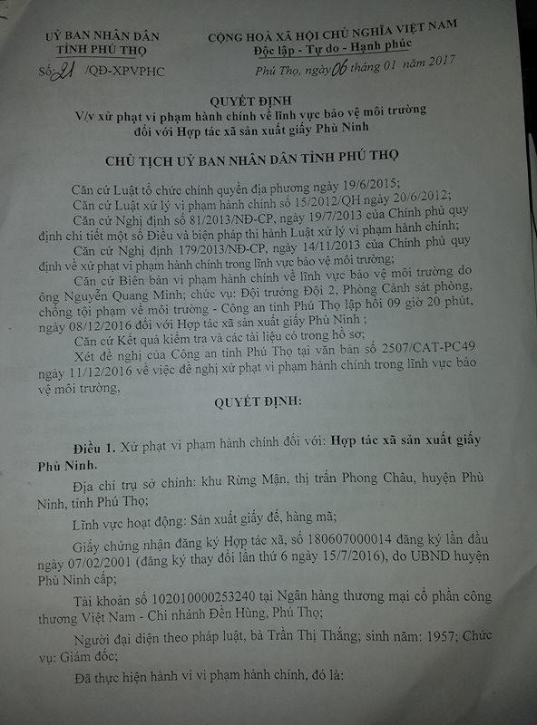 Phù Ninh - Phú Thọ: Người dân kêu cứu vì ô nhiễm môi trường