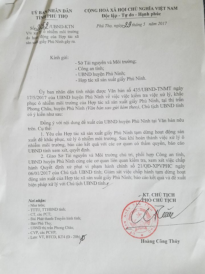 Phù Ninh – Phú Thọ: Xả thải gây ô nhiễm, một doanh nghiệp bị tạm dừng hoạt động