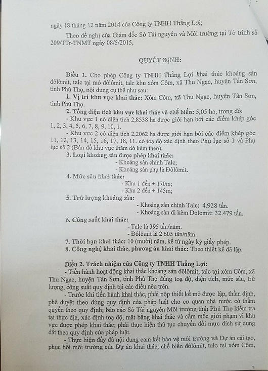 Phú Thọ: Doanh nghiệp khai thác khoáng sản ngang nhiên bất chấp luật pháp?