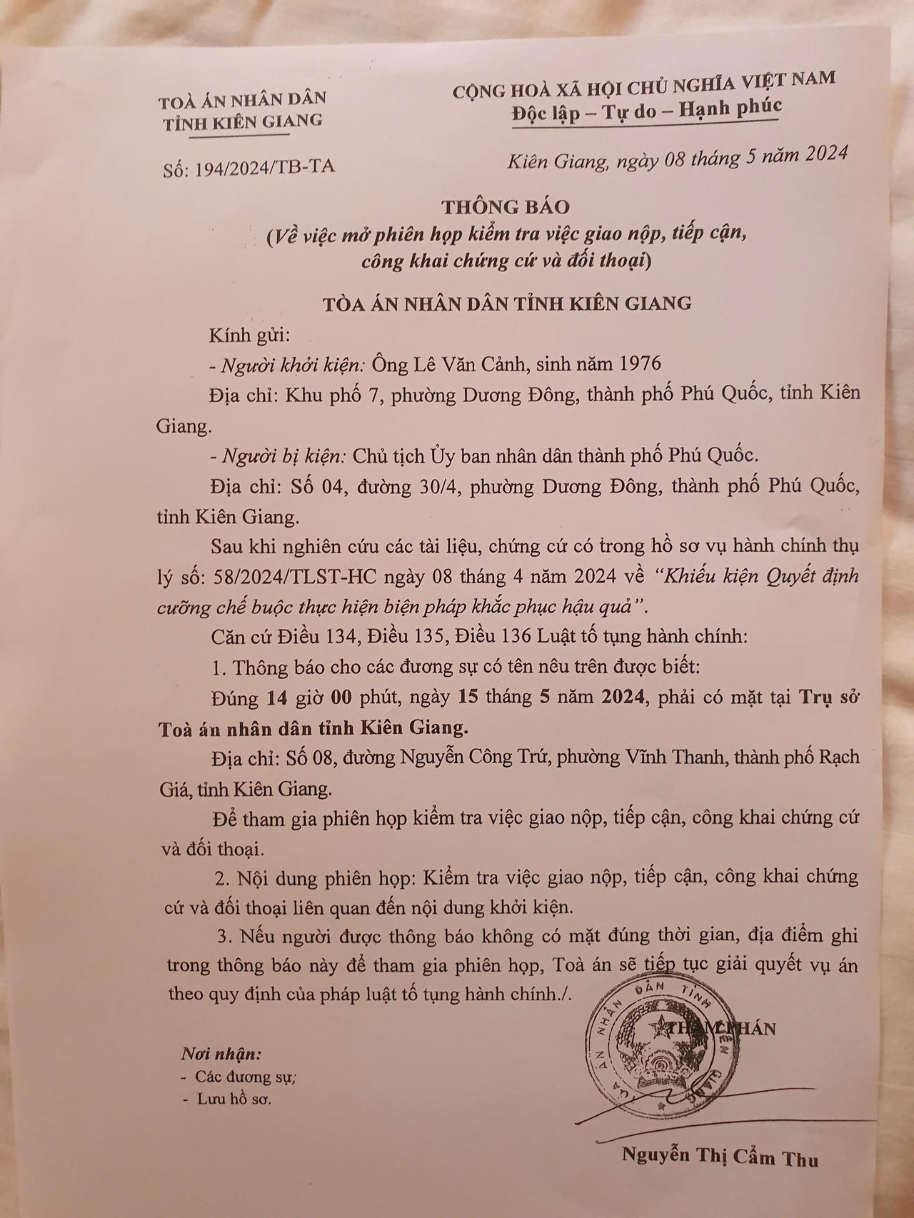 Kiên Giang: Cần xem xét lại việc thu hồi và cưỡng chế đất tại Phú Quốc