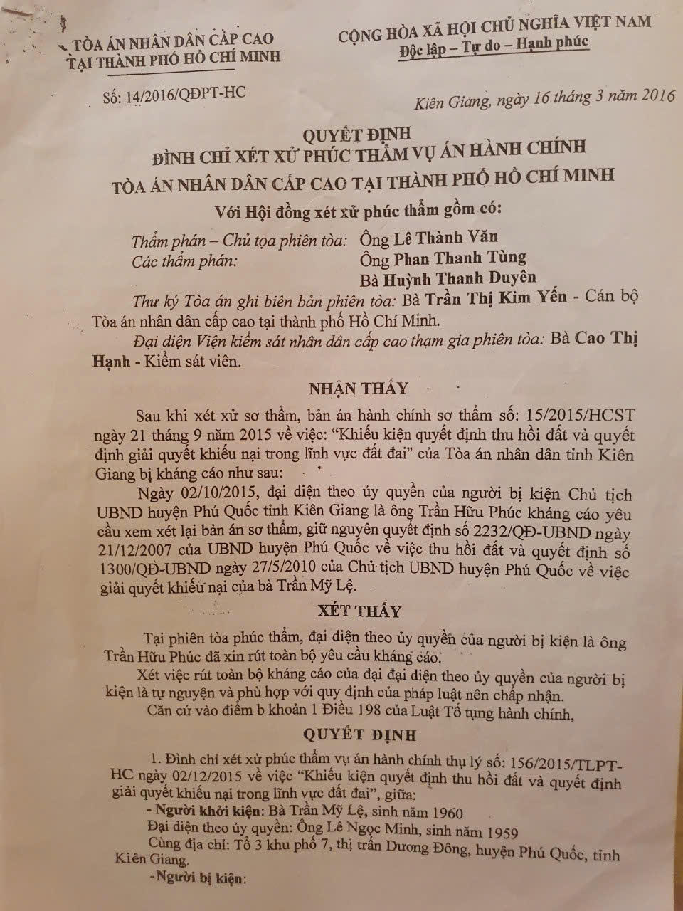 Kiên Giang: Cần xem xét lại việc thu hồi và cưỡng chế đất tại Phú Quốc