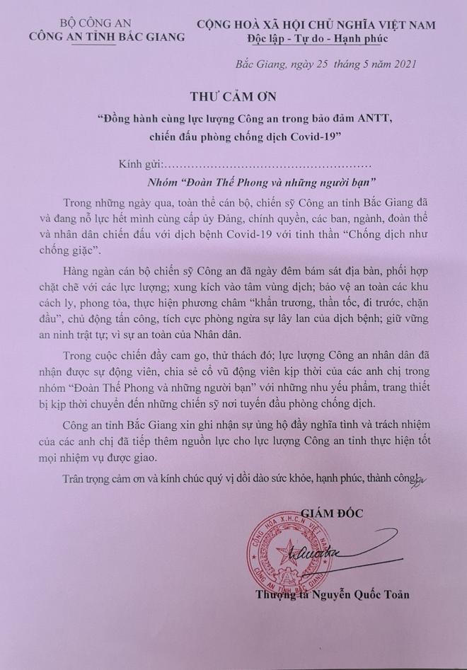 Cảm kích 'Tâm thư thời chiến COVID -19' của Thượng tá Công an Bắc Giang 