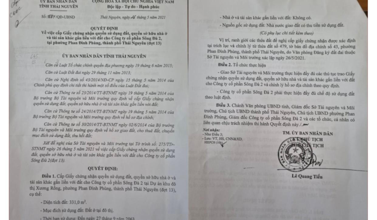 Trách nhiệm người đứng đầu UBND thành phố Thái Nguyên để xảy ra vi phạm về sử dụng đất