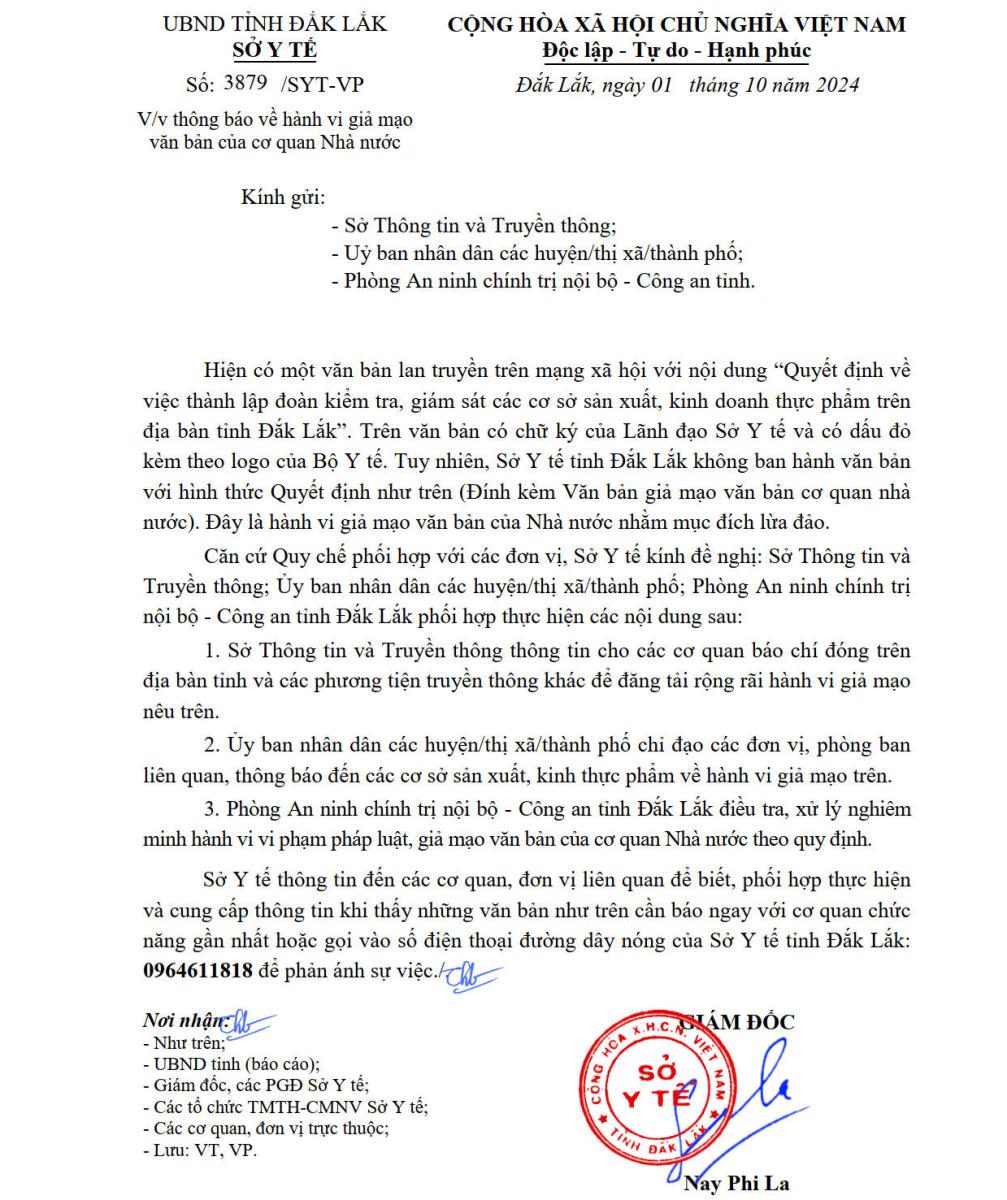 Đắk Lắk và Đắk Nông cảnh báo hành vi giả mạo văn bản của cơ quan nhà nước