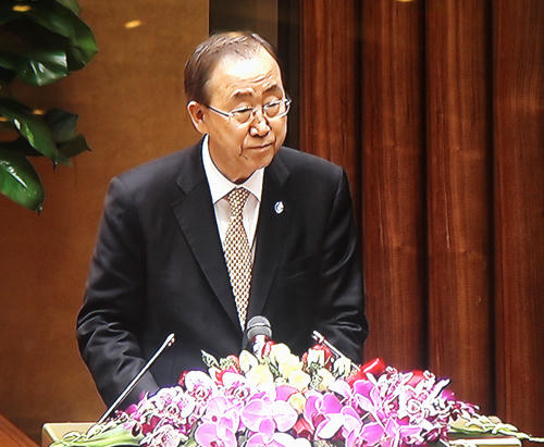 Tổng Thư ký LHQ Ban Ki Moon phát biểu trên diễn đàn QH Việt Nam