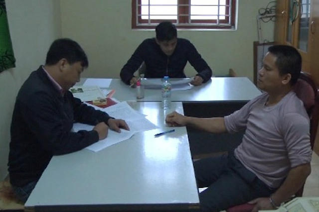  Đối tượng Hiền tại cơ quan điều tra. Ảnh: Thanh Hải 