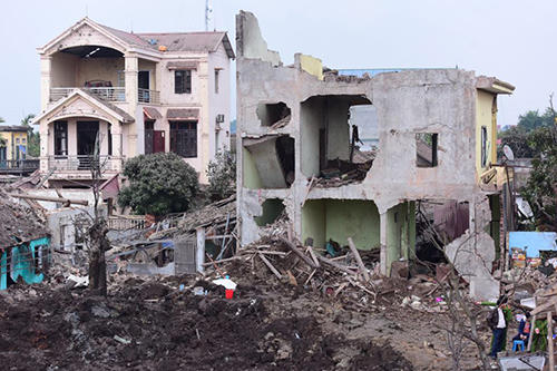 Hiện trường vụ nổ ở Bắc Ninh. Ảnh: Giang Huy