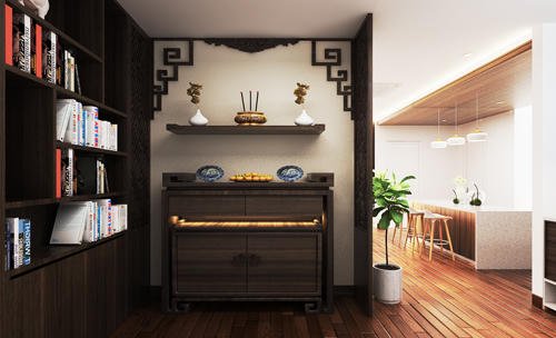 Khu thờ cúng nên bố trí ở nơi trang trọng, thuận tiện cho việc hương khói, không quá phụ thuộc vào hướng. Ảnh minh họa: Cát Mộc.