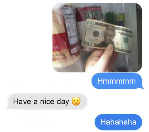 Thỉnh thoảng, ông bố giấu tiền ở những chỗ ngẫu nhiên.Chúc con một ngày tốt lành - ông bố chỉ nhắn với con đơn giản như vậy khi con gái thông báo đã tìm thấy tờ tiền bố giấu.