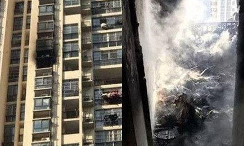 Căn hộ chung cư nhà Liu bị cháy rụi. Ảnh: Sina.