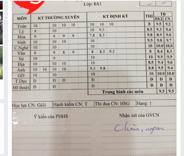 Cuối năm học, bảng điểm của con lại được bố mẹ tích cực khoe lên mạng xã hội (ảnh minh họa)