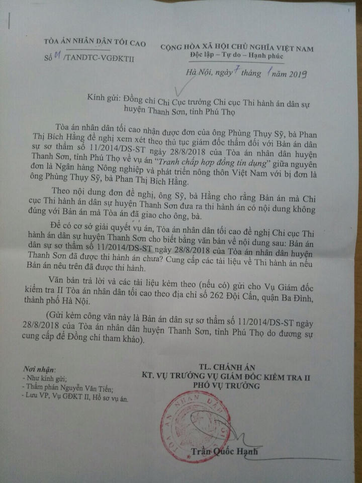 Vụ “Thẩm phán bị “tố” ra bản án trái luật” ở Thanh Sơn, Phú Thọ:  TAND Tối cao vào cuộc