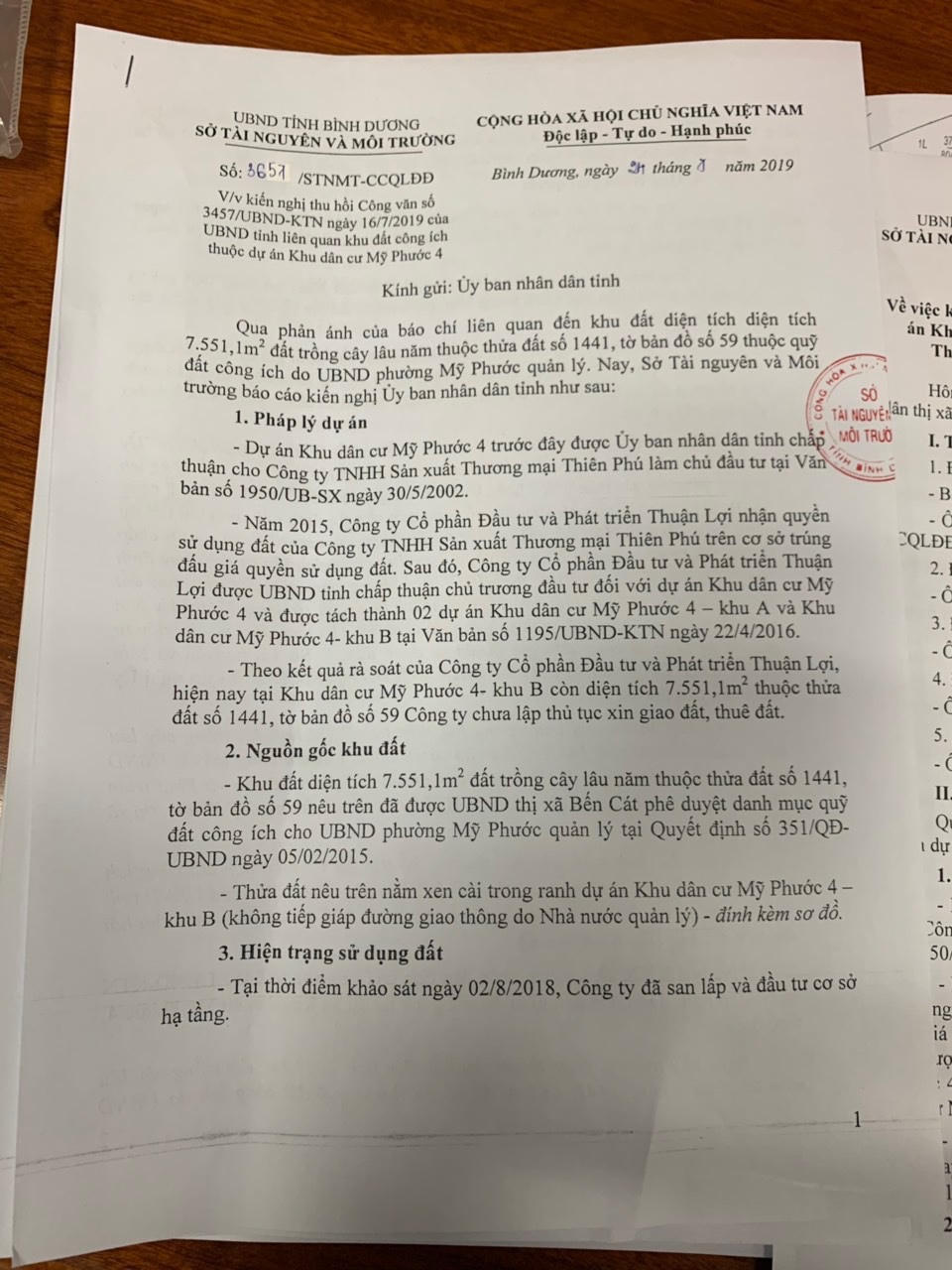 Bình Dương: Kiến nghị hủy bỏ chủ trương thu hồi phần đất công mà công ty Thuận Lợi đã bán cho khách hàng