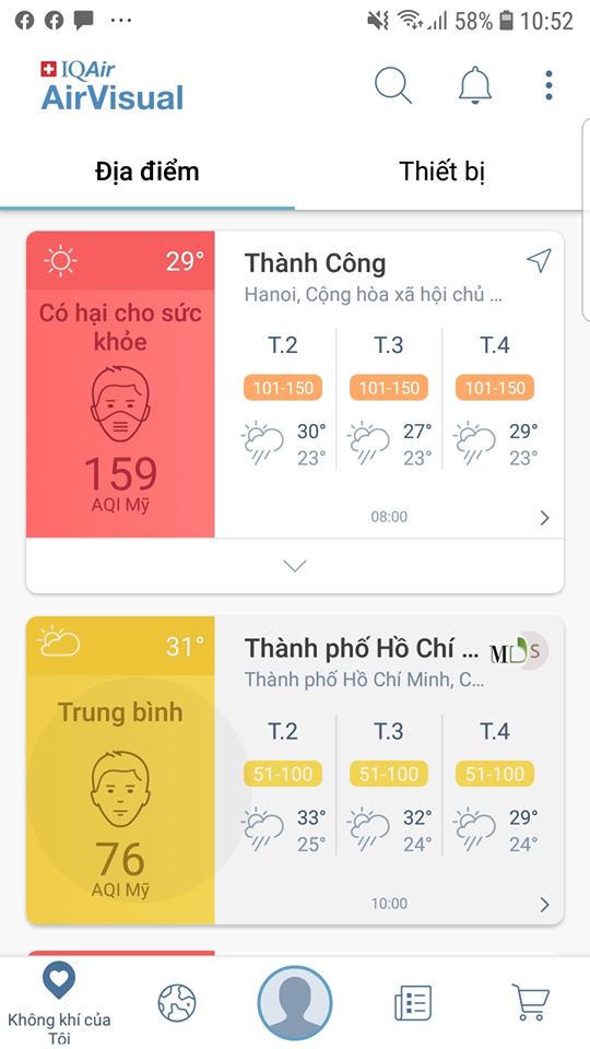 AirVisual - ứng dụng đo chất lượng không khí - bị chặn ở Việt Nam