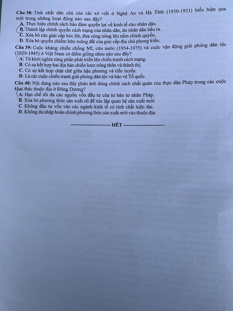 Gợi ý đáp án môn Lịch sử tốt nghiệp THPT năm 2021
