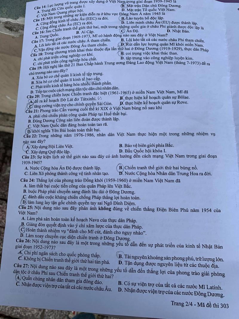 Gợi ý đáp án môn Lịch sử tốt nghiệp THPT năm 2021