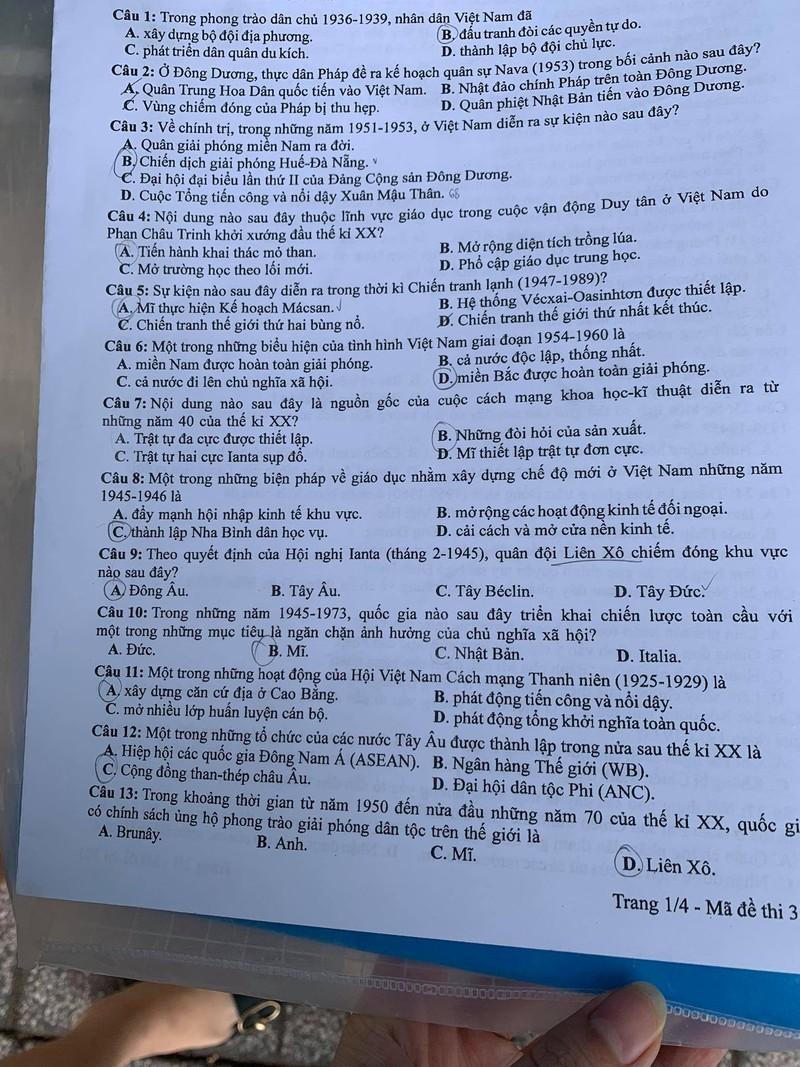 Gợi ý đáp án môn Lịch sử tốt nghiệp THPT năm 2021