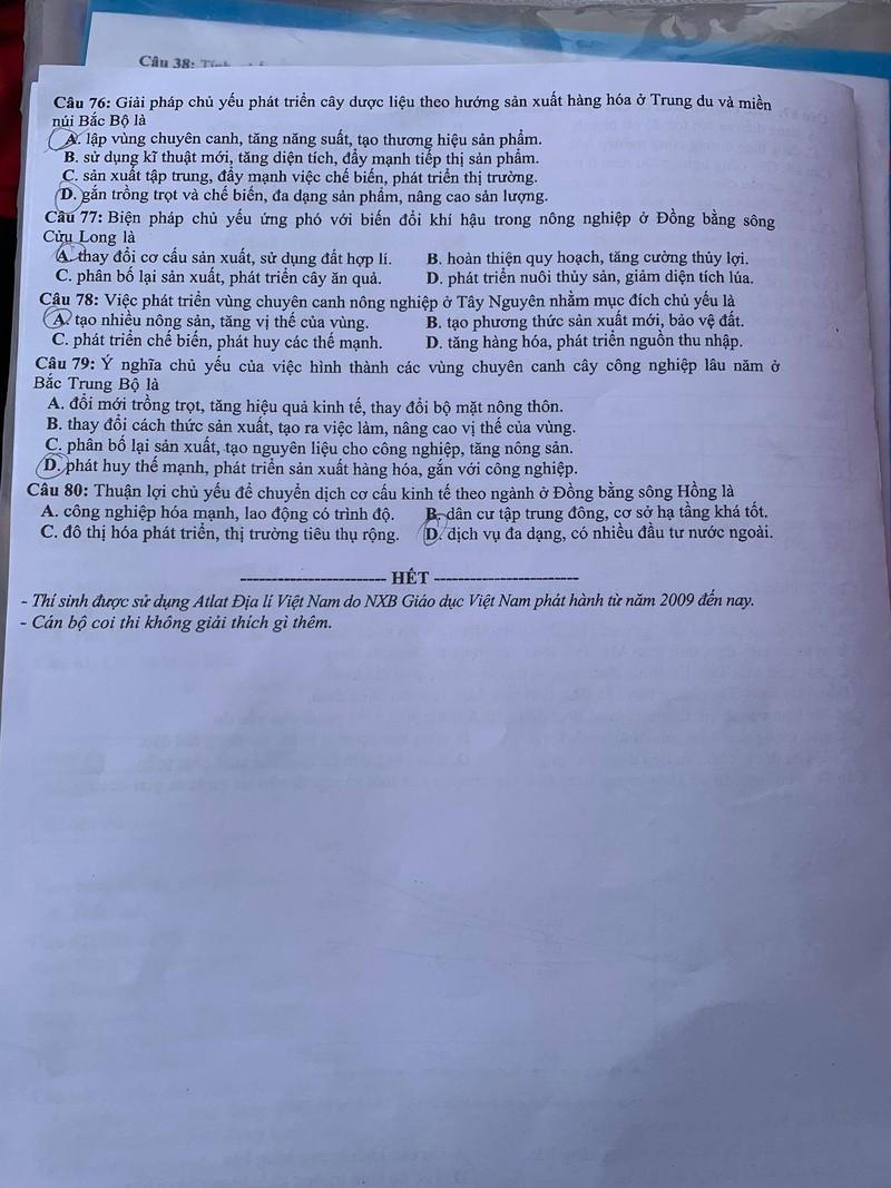 Gợi ý giải đề môn Địa lý tốt nghiệp THPT năm 2021