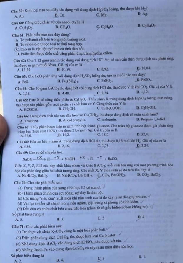 Gợi ý đáp án môn Hoá học tốt nghiệp THPT năm 2021