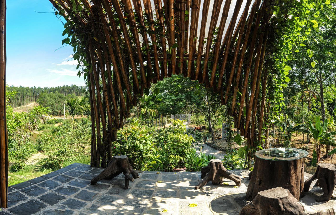 Không có điều hòa, nhà bên hồ ở Đà Nẵng vẫn mát mẻ nhờ lớp vỏ bằng tre ảnh 15