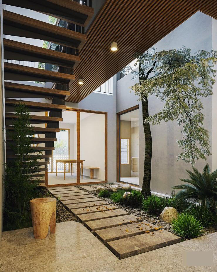 Nhà phố ở Hà Nội xây kiểu Nhật, gió len lỏi mọi ngóc ngách mát rượi