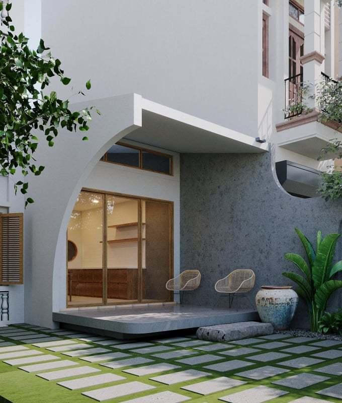 Nhà phố ở Hà Nội xây kiểu Nhật, gió len lỏi mọi ngóc ngách mát rượi