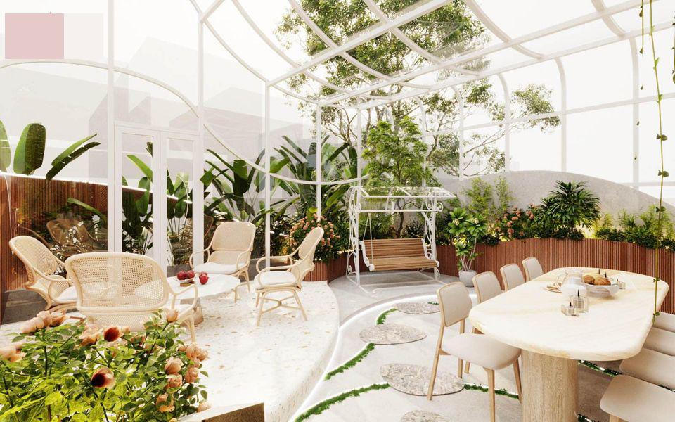 Siêu phẩm sân vườn trên tầng 2 biệt thự, khung cảnh như bước ra từ tranh vẽ