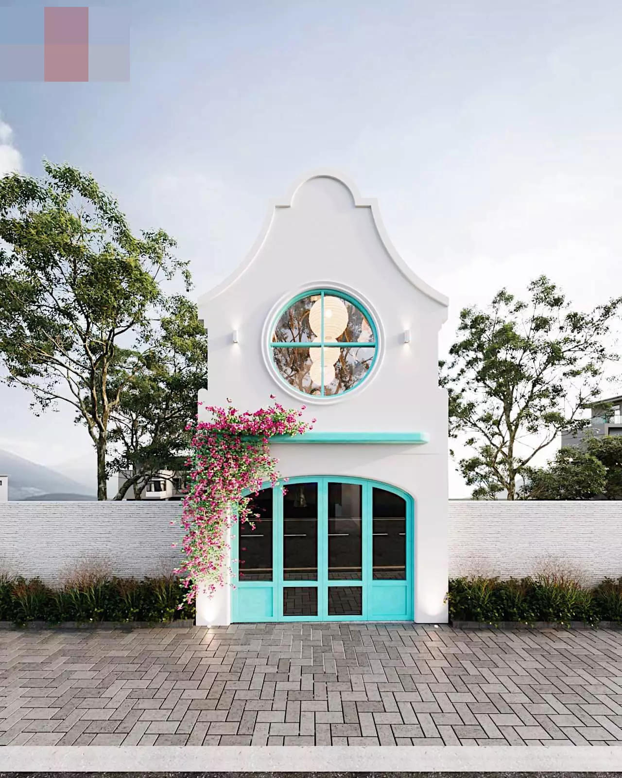 Biệt thự mang sắc xanh biển cả, sân thượng gây mê với mái trong suốt