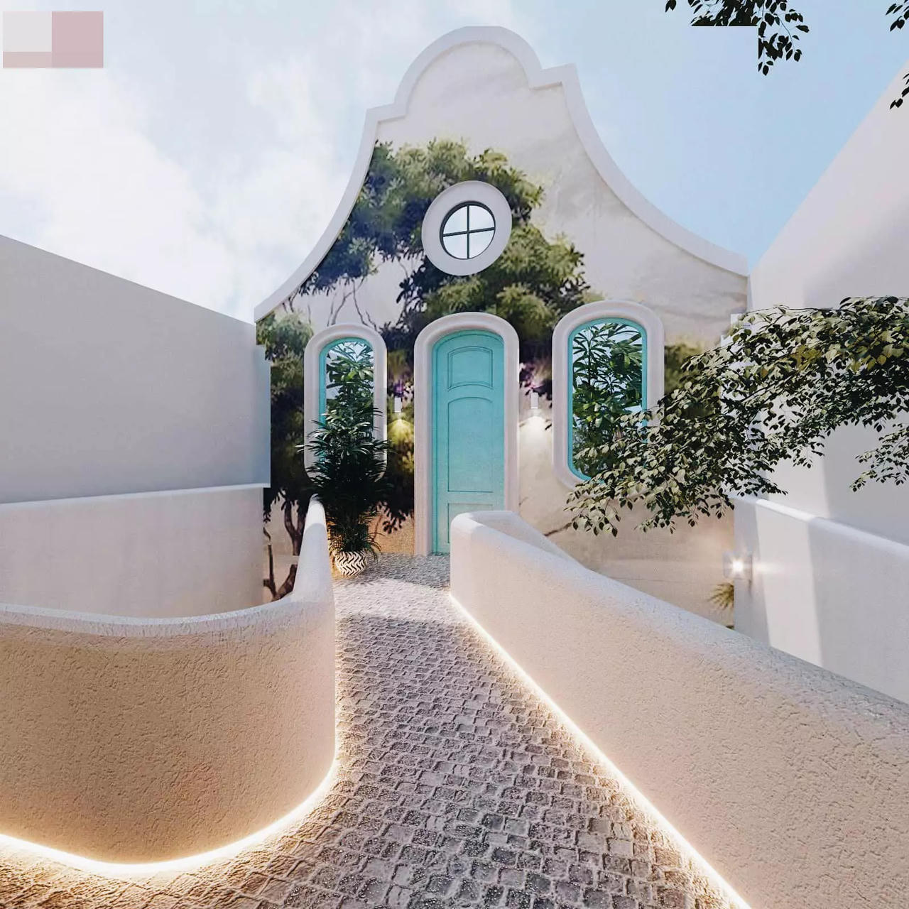 Biệt thự mang sắc xanh biển cả, sân thượng gây mê với mái trong suốt