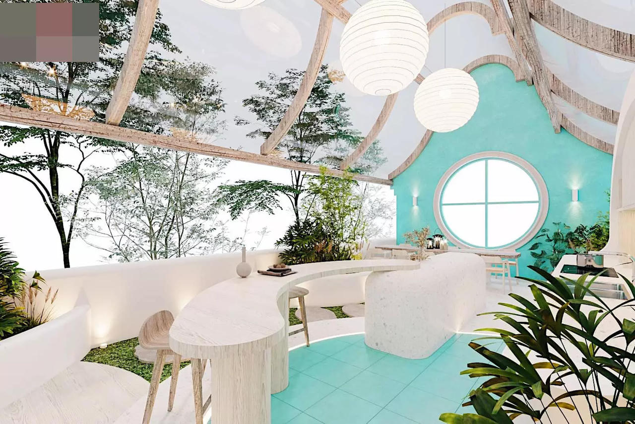 Biệt thự mang sắc xanh biển cả, sân thượng gây mê với mái trong suốt