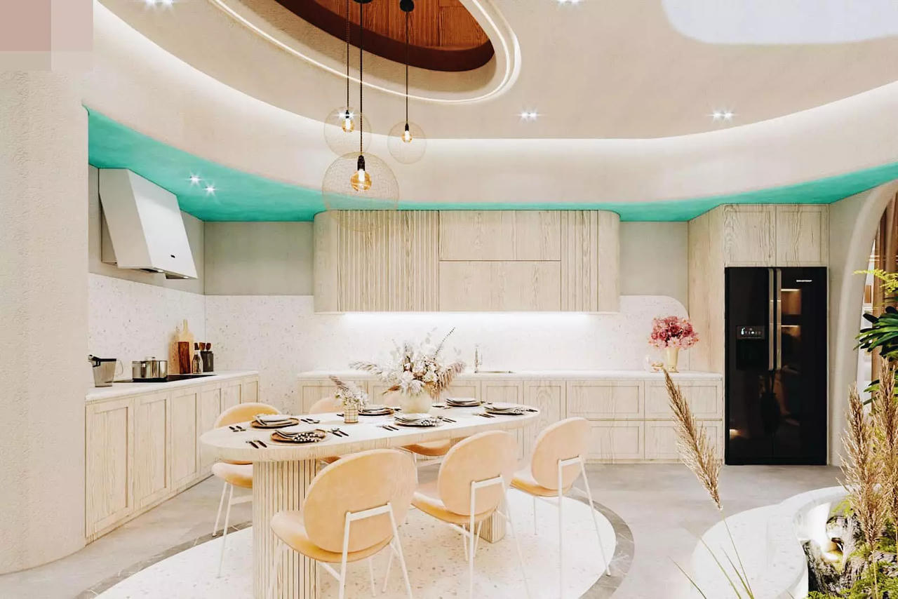 Biệt thự mang sắc xanh biển cả, sân thượng gây mê với mái trong suốt