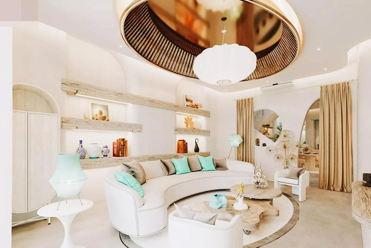 Biệt thự mang sắc xanh biển cả, sân thượng gây mê với mái trong suốt