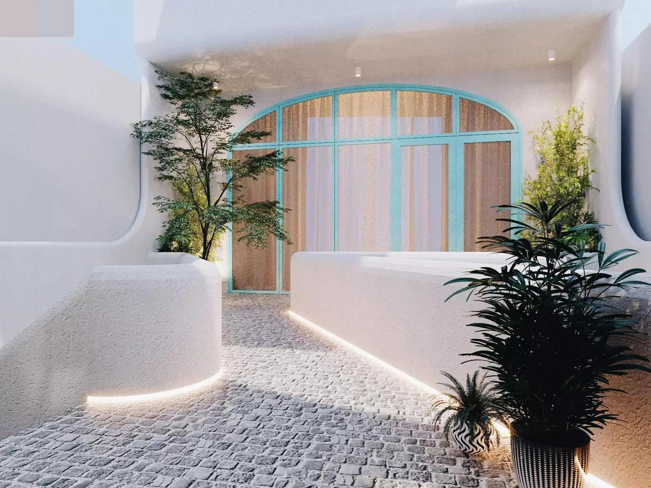 Biệt thự mang sắc xanh biển cả, sân thượng gây mê với mái trong suốt